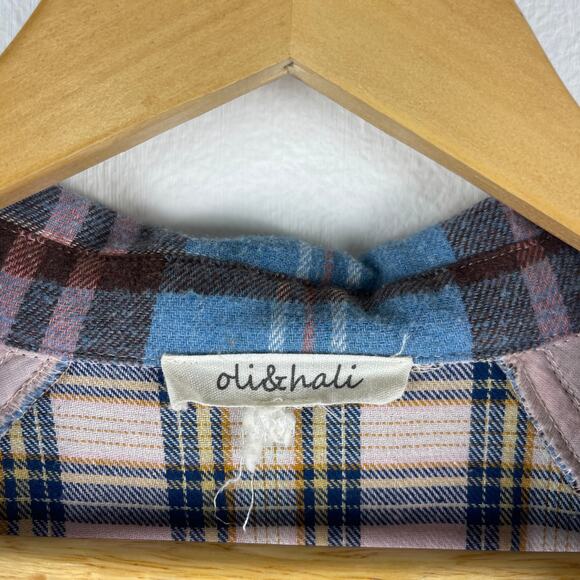 Oli & Hali Mixed Plaid Patchwork Flannel Tunic Henley Top Women's Large Boho - Picture 3 of 9